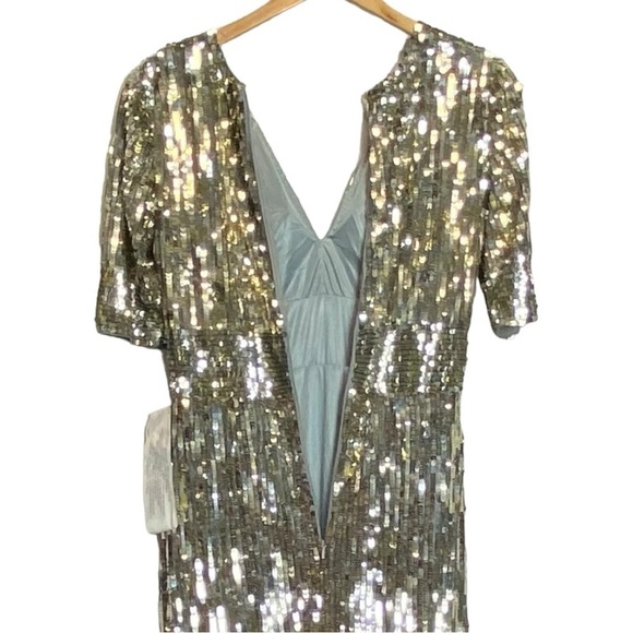 Mac Duggal Sequined Short Sleeve Evening Gown - Picture 7 of 16